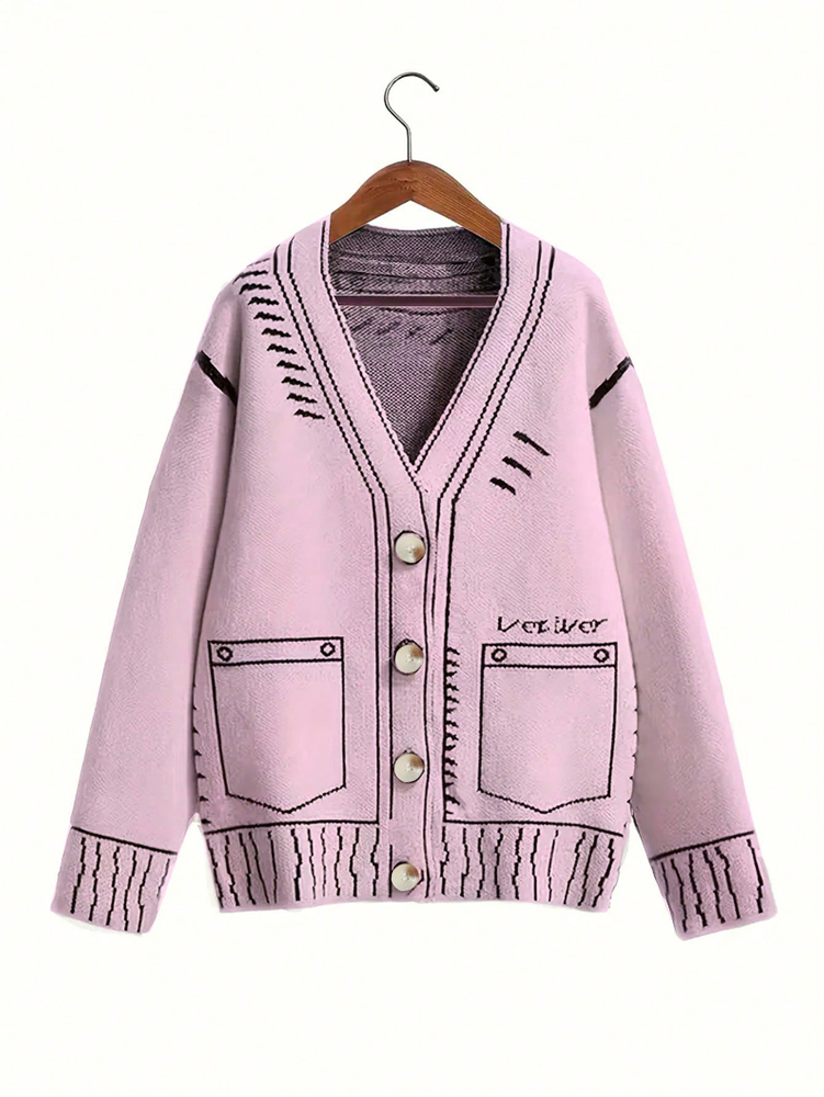 Women'S Fashion Knitwear - plus Size Women's Button-Up Cardigan Autumn