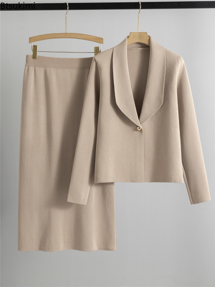 Women'S Fashion Knitwear - Autumn Winter Knitted Two-piece Set Women's