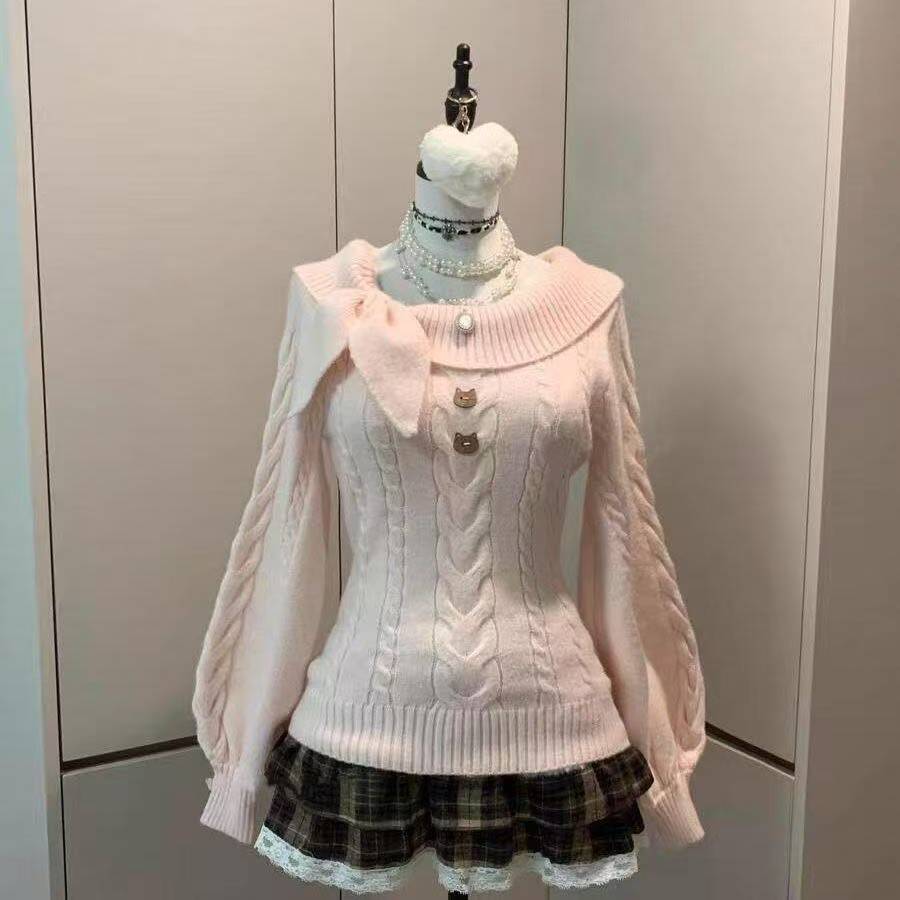 Kawaii Japanese Style 2 Piece  - Women'S Fashion Knitwear 评论和价格