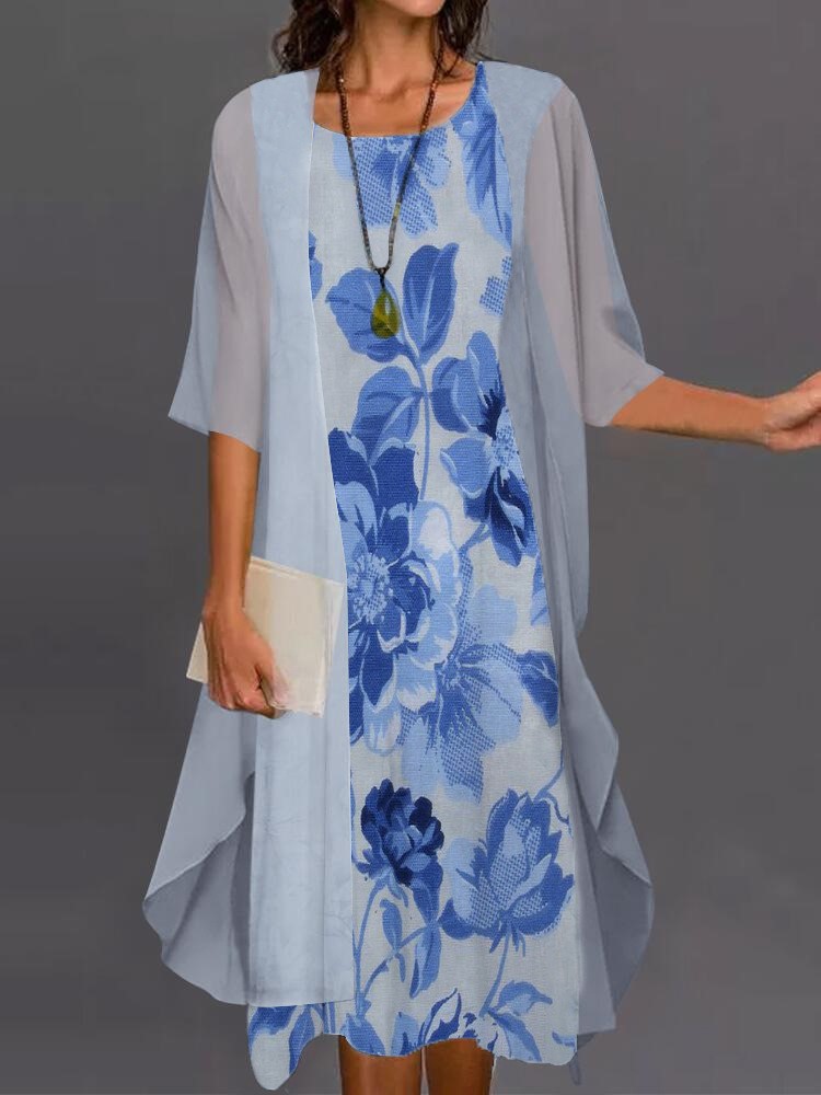 Summer Elegant Dress Two-piece - Women'S Fashion Long Coat 评论和价格
