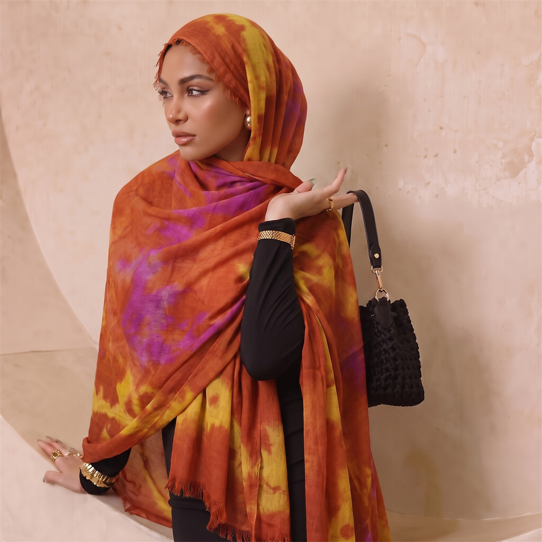 Boho Tie Dye Print Rayon Hijab - Women'S Fashion Headbands 评论和价格