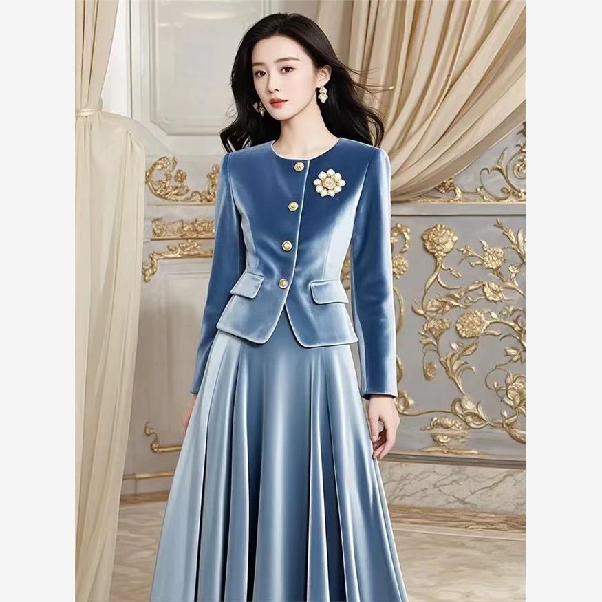 Two Piece Set French Vintage E - Women'S Fashion Long Coat 评论和价格