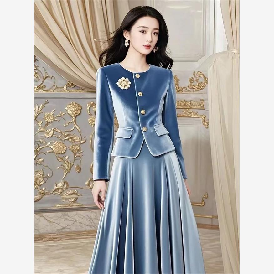 Two Piece Set French Vintage E - Women'S Fashion Long Coat 评论和价格