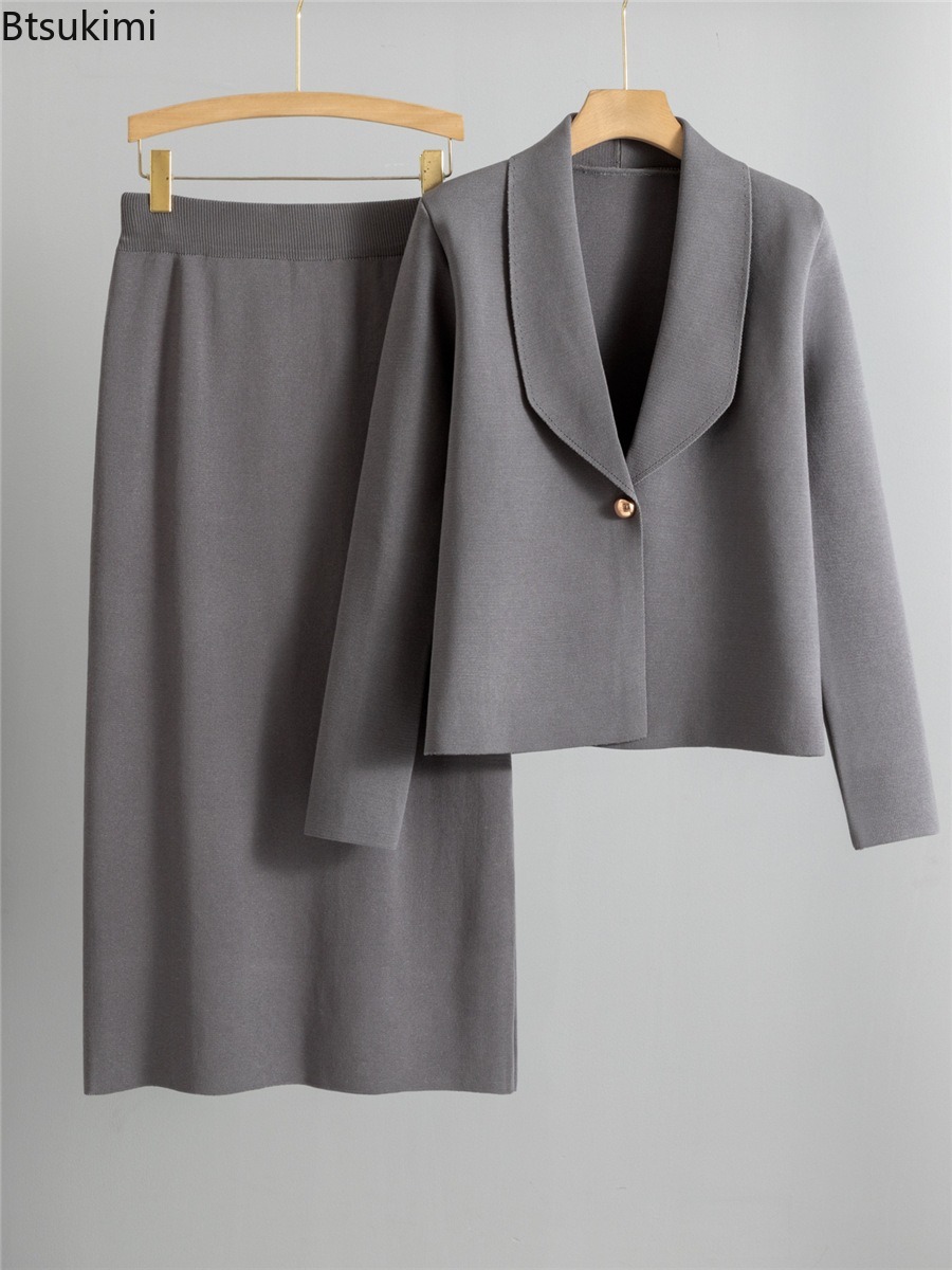 Autumn Winter Knitted Two-piec - Women'S Fashion Knitwear 评论和价格