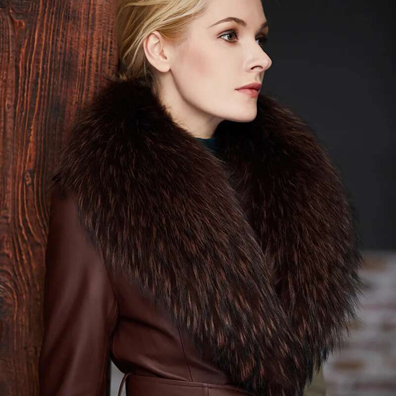 Raccoon Fur Collar Female Wint - Women'S Fashion Long Coat 评论和价格