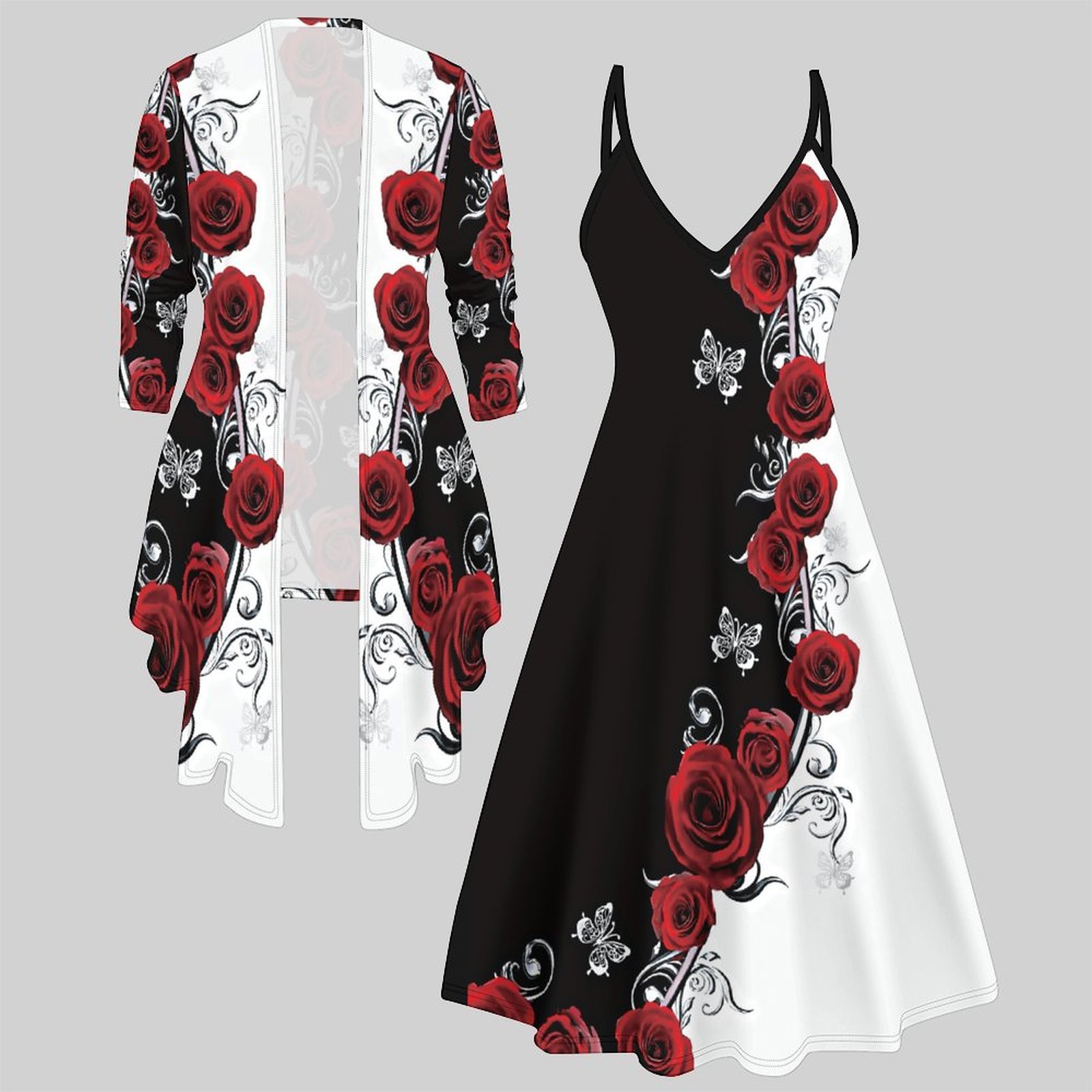 Print Two Piece Set Women Midi - Women'S Fashion Knitwear 评论和价格