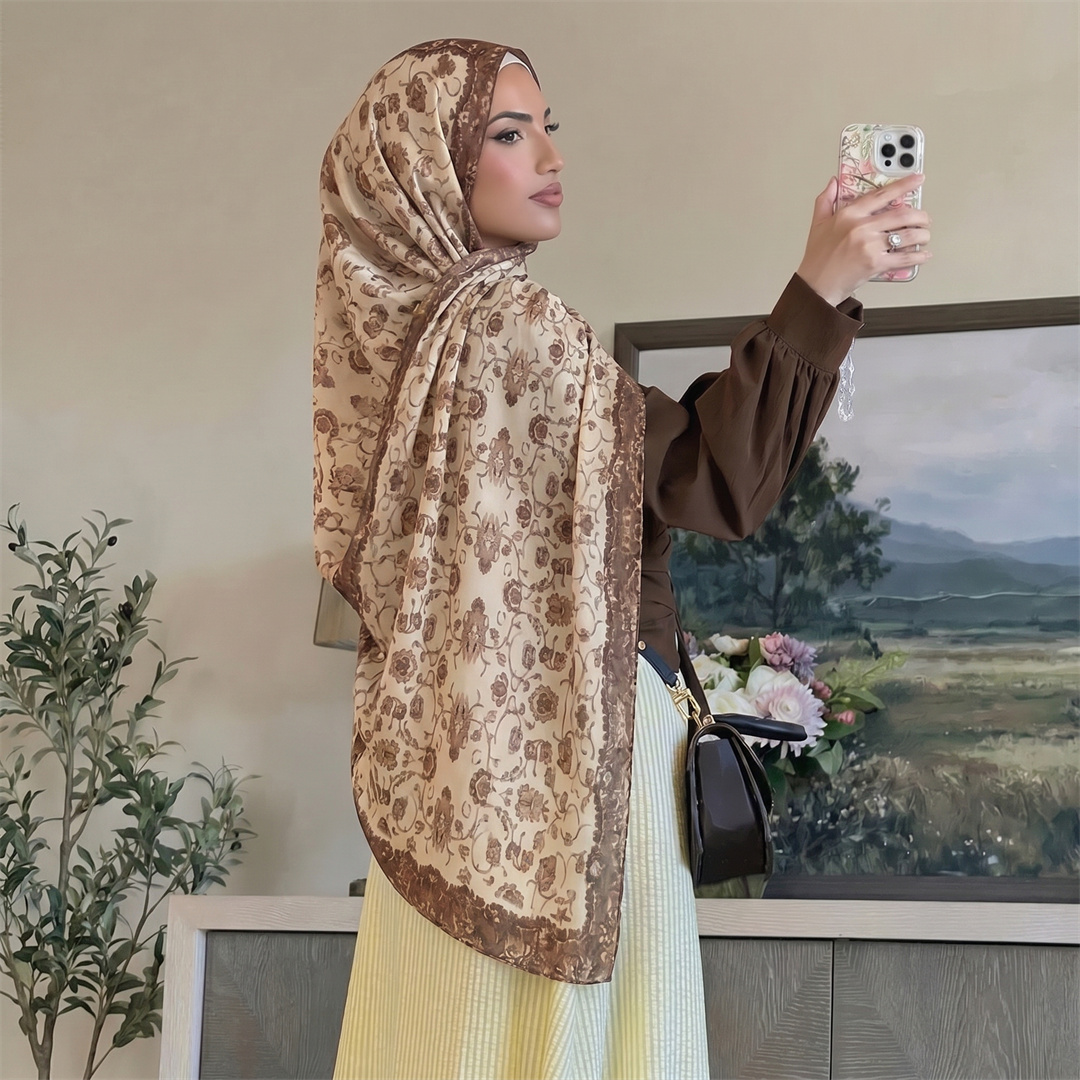 Vintage Floral Print Hijab Sof - Women'S Fashion Headbands 评论和价格